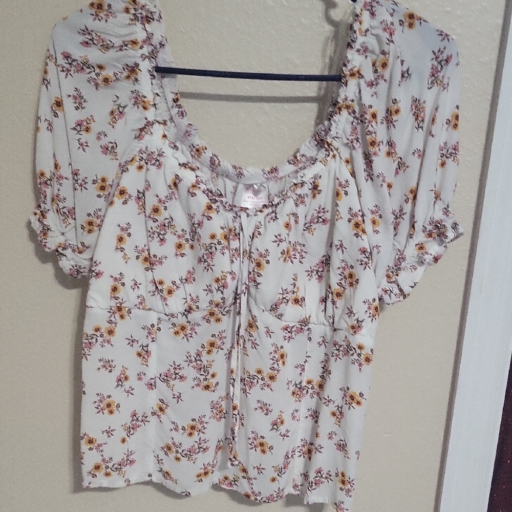 No Boundaries Cream Puff Sleeve Blouse with Tie Front